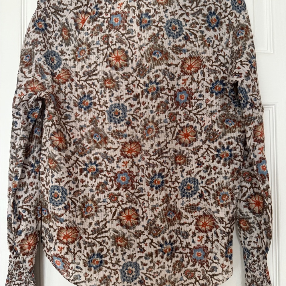 Veronica Beard Brown and Orange Relaxed Blouse with Notched Collar - Picture 5 of 5